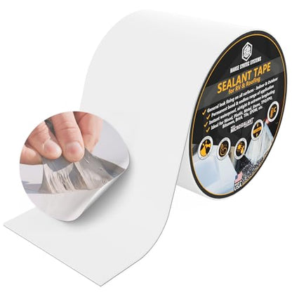 HSS RV Sealant Tape with MicroSealant - Waterproof Commercial Roofing Tape for Roof and RV Repair - UV- & Weatherproof - White - 6 inch x 25 ft. - color: White, size: 6" x 25'