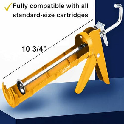 ADAK - Professional Caulking Gun, 10:1 Thrust Ratio, Caulking Gun No Drip, Hand Tool for Silicone & Sealant Application, Smooth Pressure Caulk Gun, Caulking Gun Tool (Yellow) - color: Yellow