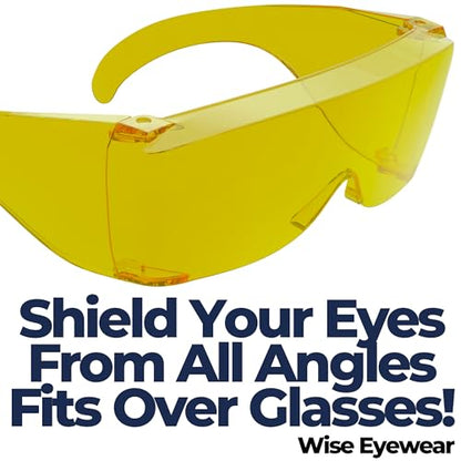 Cover-Ups Black Fit Over Sunglasses - Wrap Around Sunglasses - People Who Wear Prescription Glasses in the Sun - color: Yellow