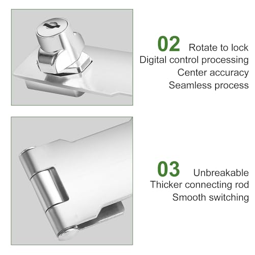 2Pcs Keyed Locks 4 Inch Twist Knob Locking Hasp Stainless Steel with Screws for Gates,Doors,Cabinets, Closets and More (Sliver) - style: 4INCH with LOCK