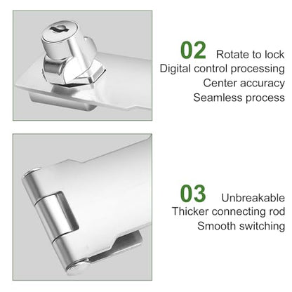 2Pcs Keyed Locks 4 Inch Twist Knob Locking Hasp Stainless Steel with Screws for Gates,Doors,Cabinets, Closets and More (Sliver) - style: 4INCH with LOCK
