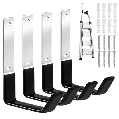 GeeWatom Heavy Duty Steel Garage Hooks,Garage Storage Utility Hooks,Anti-Slip Garage Hooks,Garage Garden Tool Organizer,Steel Wall Mount Hooks, Garden Hose Hanger, Black J Hooks (Large-4PC) - size: Large-4PC