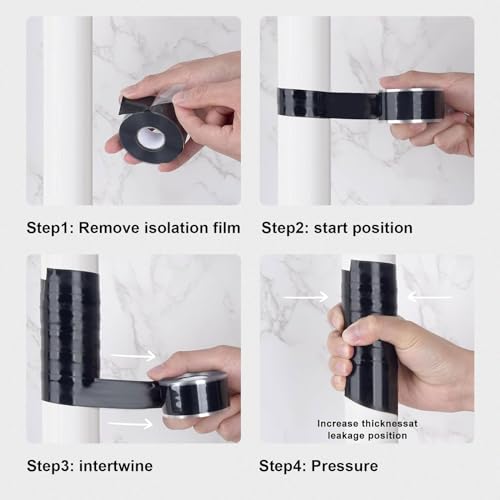 SIKEDEPRO Seal Self Fusing Silicone Tape, 2 Rolls 1inx10' Weatherproof Pipe Repair Tape, Heavy Duty and Leak Proof Rubber Pipe Tape，Flex Seal Tape for Emergency Pipeline Repair/Cable Bandage/（Black）