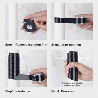 SIKEDEPRO Seal Self Fusing Silicone Tape, 2 Rolls 1inx10' Weatherproof Pipe Repair Tape, Heavy Duty and Leak Proof Rubber Pipe Tape，Flex Seal Tape for Emergency Pipeline Repair/Cable Bandage/（Black）