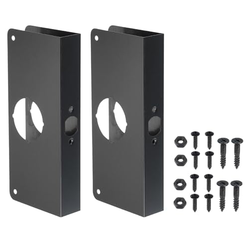 PATIKIL Door Reinforcement Plate, 2 Set Doors Reinforce Repair for 1-3/8" Thick Door 9" Size Door Knob Lock Latch Deadbolt Cover Plate Home Security, Black - color: Black, size: 1-3/8"; 9"