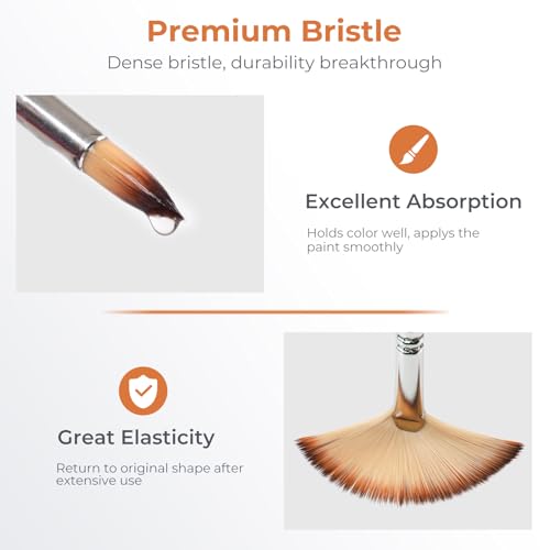 Nicpro 12pcs Paint Brush Set, Craft Paint Brushes for Acrylic Painting, Oil, Watercolor, Gouache, Painting Brushes Kit with Flat Fan Round Angle Filbert, Art Supplies for Artists and Beginners - color: Reddish Brown