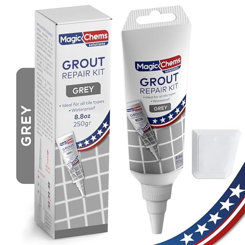 Tile Grout Repair, Grey 8.8 oz/250gr. Fast Drying Grout Repair Kit, Grout Filler Tube Repair Kit, Tile Grout Paint, Grout Sealer Restore and Renew Bathroom Floor, Tile Gaps, Joints, Lines - color: Grey, size: 1 Pack