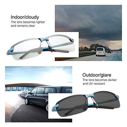 YIMI Men Photochromic Polarized Sports Sunglasses Cycling Fishing Driving Glasses UV Protection Eyeglasses Anti Glare Eyewear - color: 3043 Blue