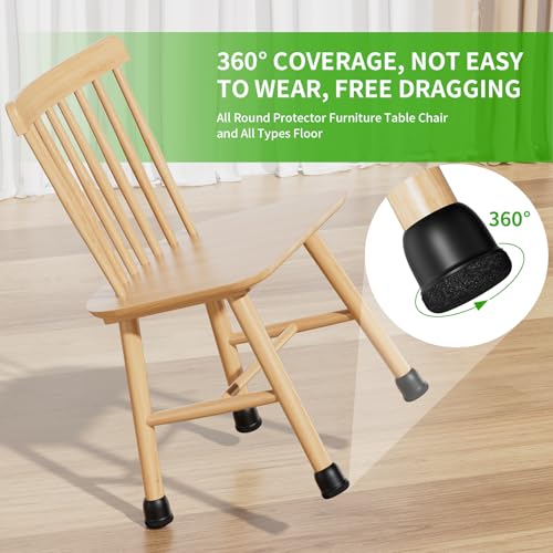 24 Pcs Silicone Chair Leg Floor Protectors for Hardwood Floors, Felt Furniture Pads Rubber Chair Leg Caps, Bar Stool Leg Floor Protectors, Anti-Scratch & Reduce Noise, Round(Black, Fit: 0.75"-1.1") - size: Black-m(fit: 0.75"-1.1")