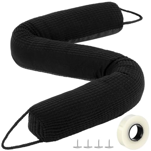 36'' Weighted Door Draft Stopper for Bottom of Doors Fleece Heavy Duty Under Door Draft Blocker Triangle Soundproof Weather Stripping Seal Noise Cold Air Blocker Gap Filler, 3.3lb(Black) - color: Black