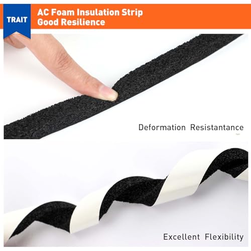 MAGZO Weather Stripping Door Seal 1/2 Inch W X 1/2 Inch T,Strong Adhesion and High Resilience Air Conditioner Foam Insulation for Doors, Total Length 13 Feet (6.5 ft x 2 Rolls) - size: 1/2in x 1/2in x 13FT