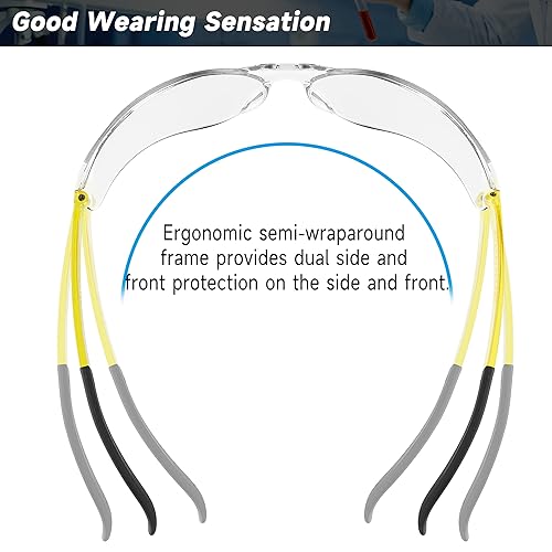 Salfboy Safety Glasses for Men Women ANSI Z87.1 Safety Glasses Bulk Protective Eyewear Scratch-Resistant - color: 30pcs-118-yellow Leg