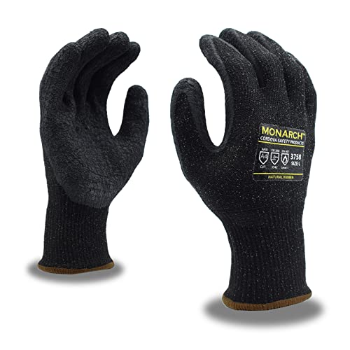Cordova Monarch-Nrl: 13-Gauge Gloves, High Performance Shell, Natural Rubber Latex Palm Coating, ANSI Cut Level A4 - size: Large, style: 1-pack