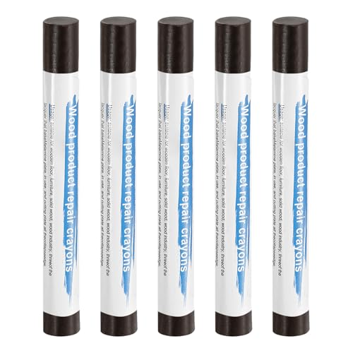 HARFINGTON 5pcs Wood Filler Sticks Wooden Wax Touch Up Furniture Repair Crayons for Scratch Hole Wood, Dark Teak - color: Dark Teak