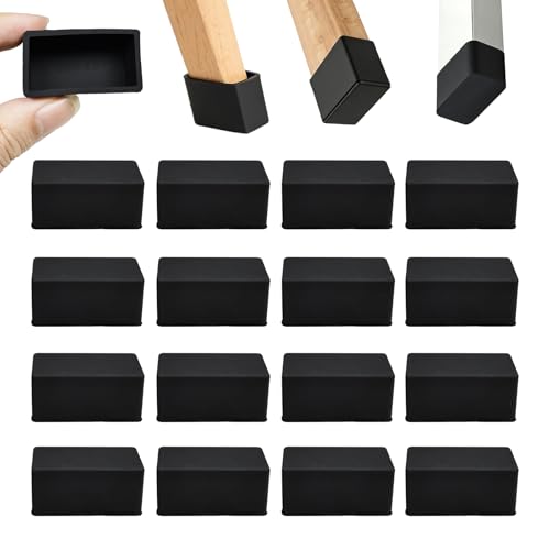 16 Pcs 13/16"X1-9/16" Rectangular Silicone Chair Leg Floor Protectors, Rubber Chair Leg Caps, Flexible&Anti-Slip Chair Table Leg Covers, Wood Post End Cap, Furniture Leg Covers for Patio Indoor, Black - size: 13/16"x1-9/16"