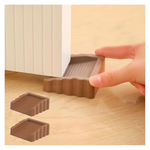 Rubber Door Stoppers Wedge,Bidirectional Door Stops,Small Size Cube Doorstop,Brown 2Pack - color: Brownx2