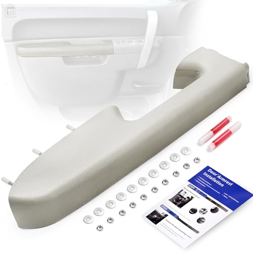 22818466 Door Panel Armrest, Front Left Driver Side Arm Rest Compatible with 2010-2014 Chevy Silverado & GMC Sierra 1500 2500HD 3500HD, Designed for Door Panel with Release Handle Below Armrest, Gray - color: Gray 22818466 Driver Side Armrest
