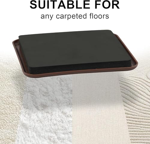 4 Pack Furniture Sliders 2 Inch Square Self Adhesive Chair Leg Glides, Plastic Sliding Pads for Moving Furniture on Carpet Tile Vinyl Hardwood Floors, Floor Protection Pads