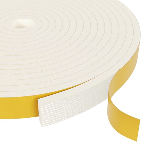 Weather Stripping Door Seal Strip, Strong Adhesive, Lightproof, Soundproof, Weatherproof Foam Tape Insulation for Sliding Door, Front Door Frame, Windows, White (1/2 in x 1/4 in x 16.4Ft) - color: White, size: 1/2Inx1/4Inx16.4Ft