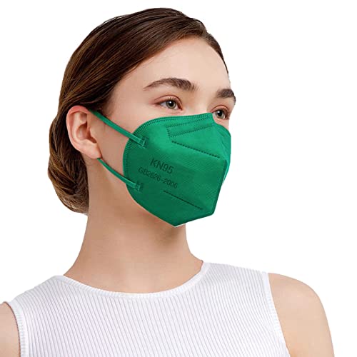 SAROULU 5-Layer Breathable Disposable KN95 Face Masks Respirator Cup Dust Safety Protection Mask - color: Green-40