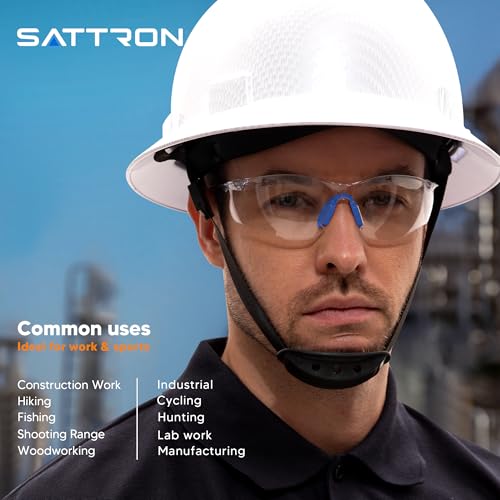 Clear Safety Glasses 12 Pack, Protective Eyewear UV Protection ANSI Z87.1, Safety Goggles Scratch & Impact Resistant, Eye Protection with Nose Pads for Men & Women Construction, Shooting, Lab Work - color: Clear Lens/Blue Temples, style: 12 Pack