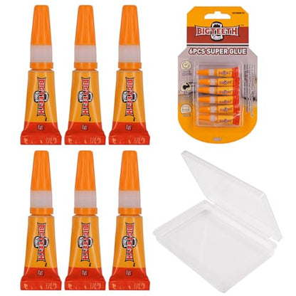 BIGTEETH Super Glue Liquid - 6pcs 0.035oz with Box Strong Clear Super Glue for Home and Office Quick Repairs,All Purpose Adhesive for Ceramics,Porcelains,Plastics,Metals,Wood,Vinyl,Rubber - color: 6pcs 0.035oz(1g)with box