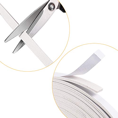 Hestya 1/8 in x 3/8 in x 32.8 ft Foam Draught Excluder Weather Strip Tape Weatherstrip Weather Seals for Door, Soundproofing Door Seal, Weatherstrip, Air Conditioning Seal Strip(3 mm,White) - size: 3 mm
