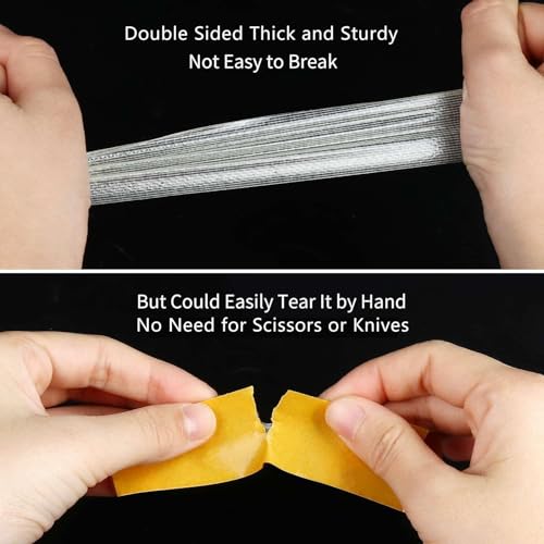 2Pack Double Sided Tape Heavy Duty, 0.59" x 66FT (132FT Total), Super Sticky Resistente Clear Tape, Universal High Tack Strong Wall Adhesive with Fiberglass Mesh,Easy Use Mounting Tape - size: 2 Pack, Each 0.59" x 66FT