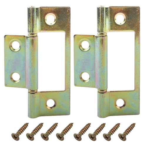N 6656 Bi-fold Door Hinge, 3 x 1 Inch Non-Mortise Brass Plated Bifold Door Hinges (2 Pack) - size: 2 Pack
