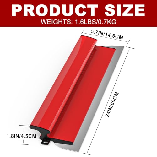 24 Inch Drywall Skimming Blade, Replaceable 0.38mm Stainless Steel Blade, Drywall Trowel for Gyprock, Drywall and Wall-Boardrd, Ergonomically Designed Grip - size: 24 Inch