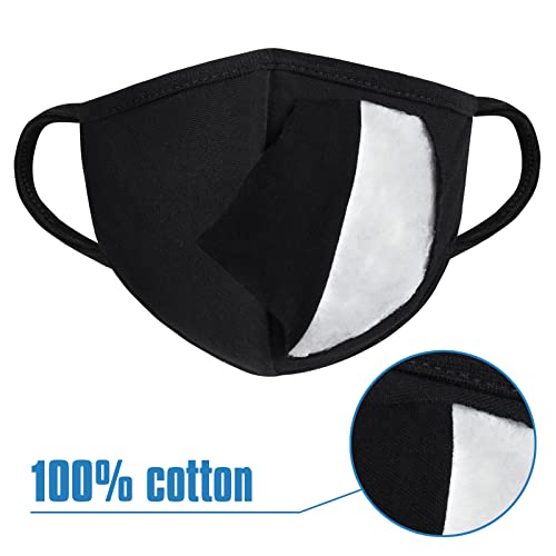 Pack 3 Black Cloth Dust Mouth Mask - 3 Layers All Cotton - Reusable Washable Comfy Breathable Material - style: 3 Layers 100% Cotton