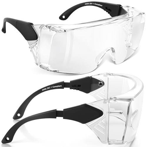 OXG Safety Glasses for Men Women Anti Fog, ANSI Z87.1 Anti Scratch Protective Eyewear UV400 Protection, Adjustable Temple - color: 2 Pack Clear