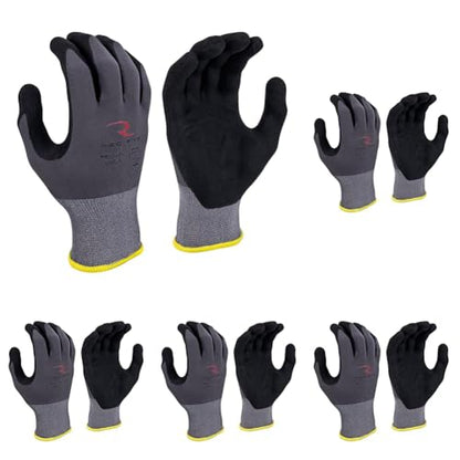 Radians Unisex Industrial Work Glove - Construction: Nylon Shell with Foam Nitrile Palm Dip - Gray - Standard Size M (Pack of 5) - size: Medium (Pack of 5)