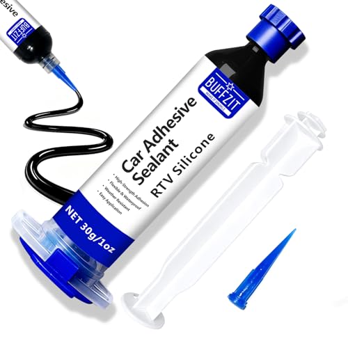 RTV Silicone Adhesive Sealant – 100% Silicone Waterproof Caulk, Strong Bond, Shrink & Crack Proof – Automotive Gaskets, Engine, Sunroof, Headlights, Windows & Home Repairs (Black, 30g/1oz) - color: Black