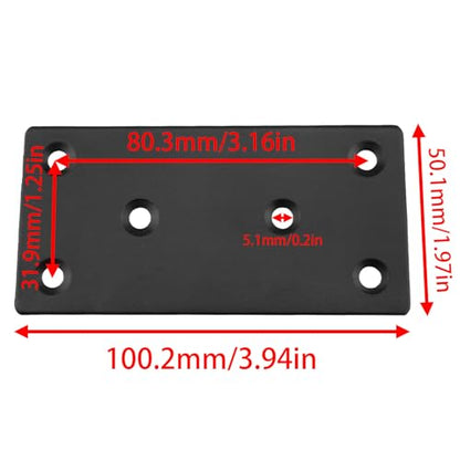 Lovelysp 4PCS Black Patch Plate Table Leg Bracket Installation Hardware Perforated Metal Plate 100×50mm/3.93×1.96inch with Screws for Furniture Legs Sofas Chairs cabinets, etc