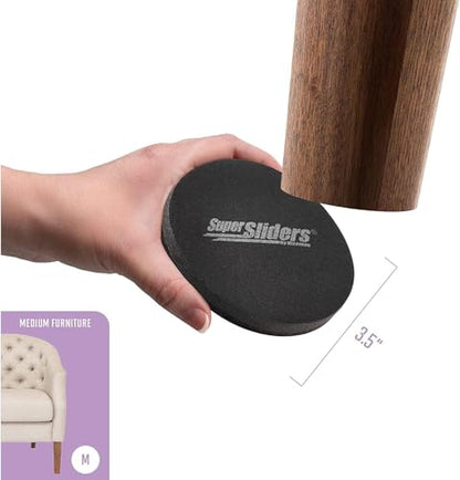 Super Sliders 3 1/2" Round Reusable Furniture Sliders or Movers for Hardwood to Move Mid-Sized Items, Beige (4 Pack) - size: 3-1/2 Inch