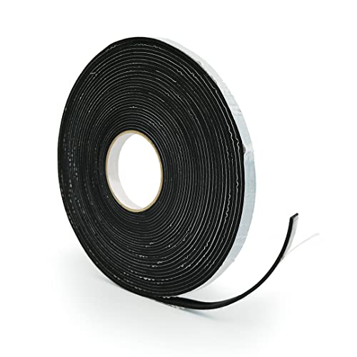 Alenor EPDM Black Foam Insulation Tape Self Adhesive 1/8"x1" x 50' Ft –Pack of 1- Weather Stripping for Doors & Windows,Soundproofing,Door Seal,Weatherstrip,Pipe Cooling,Air Conditioning Seal Strip - size: 1/8"x1" x 50' Ft