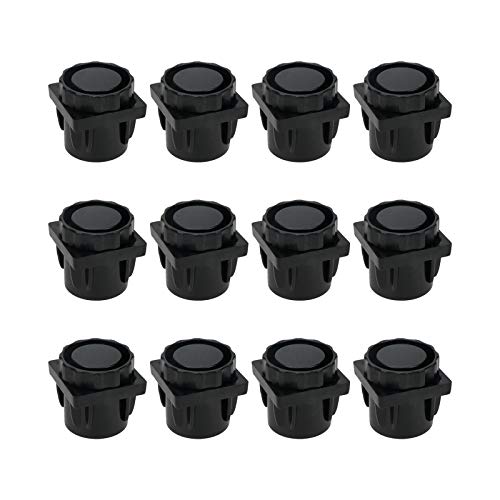 Quluxe Adjustable Feet, 1 Inch Square Tube Inserts Kit Furniture Glide Adjustable Leveler for Table Desk Leg- Black (Pack of 12)