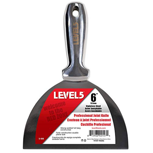 6" All Stainless Steel Joint Knife - LEVEL5 | Professional Grade Putty Blade, Premium Polished All-Metal, Precision Ground Edge, Ergonomic, Corrosion Resistant | 5-406 - size: 6-Inch
