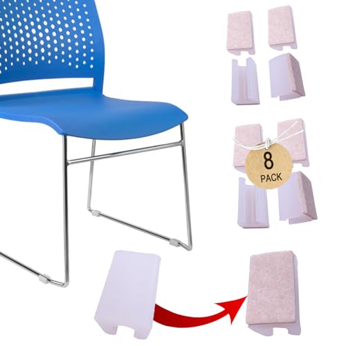 Rectangle U Shaped Chair Leg Tips Caps with Felt Pads,Furniture Feet Protector Slide Smoothly Glides No Scratches No Noise Protect Hardwood Floor,Fit 10mm(25/64inch) Diameter Tubular Leg (White 8PCS) - color: 8pack-white, size: 10mm(25/64inch)-Diameter