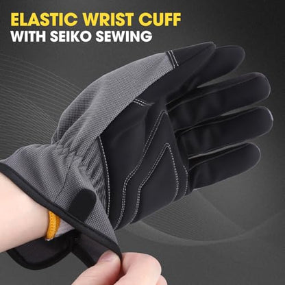DNA MOTORING 2pair Multi-Purpose Utility Machanic Gloves, Flexible Breathable Performance Padded Knuckles Palm Work Gloves, Grey, TOOLS-00581 - color: Grey-2pair