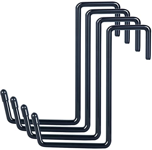 DINGEE Vinyl Coated Heavy Duty Large Hooks for Hanging,Rafter Hanger Hook,Garage Bike Hooks,Ladder Hooks Storage Organizer,Large Object,Tools,Hose,Ropes and Pool Equipment Hooks Black 4 Pack - size: Large/4 Pack