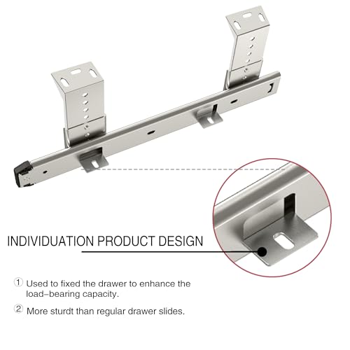 FRMSAET Heavy Duty 12/14/16/18 inches Thickness Steel Construction Ball Bearing Keyboard Slides Keyboard Drawer Slides Tray Accessories Cabinet Furniture Hardware Rails (16 inches, Silver) - color: Silver, size: 16 Inch