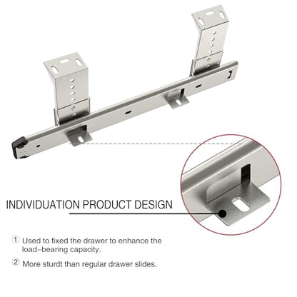FRMSAET Heavy Duty 12/14/16/18 inches Thickness Steel Construction Ball Bearing Keyboard Slides Keyboard Drawer Slides Tray Accessories Cabinet Furniture Hardware Rails (16 inches, Silver) - color: Silver, size: 16 Inch