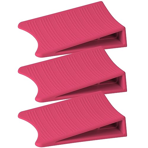 Optish Original Patented Door Stoppers for Bottom of Door, Non Slip Rubber Doors Stop, Doors Wedge for Carpet, Hardwood and Tile (3 Pack, Pink) - color: Pink, size: 3 Pack