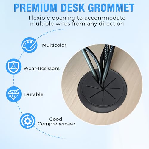 Desk Grommet 2" (50 mm), Desk Hole Cover for Cables White, Cable Grommet ABS Plastic, Desk Hole Grommet for Office and Home Table Cable, Detachable & Flexible Cable Cord Organizer-2 Pcs - size: 2"(50 mm)-2Pcs, style: White