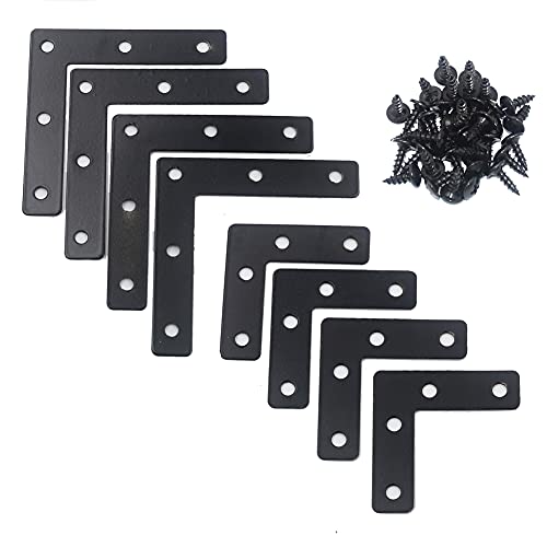 DGOL 20 Packs Two Sizes 3-1/8 inch and 2 inch L Black Flat Corner Braces with Screw, Picture Photo Frame Angle Bracket - color: Black Iron 20 Packs