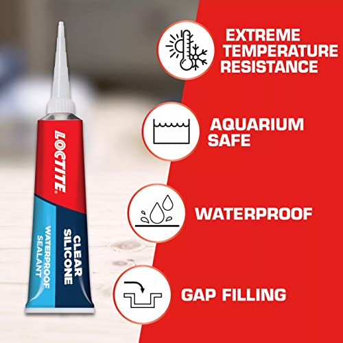 Loctite Silicone Sealant, Clear, 2.7 fl oz Tube, 6 Pack - 100% Waterproof Sealant for Glass, Ceramic, Wood, Plastic & More - size: 6 Pack 2.7 oz Tubes