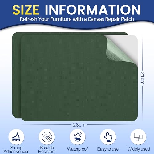 Self-Adhesive Canvas Repair Tape, 8.3" x 11" Waterproof Canvas Repair Patch, Fabric Patch Repairs Kit for Furniture, Tents, Sunbrellas, Boat Covers Awnings, Couches, Clothes, Bags Army Green - color: Army Green, size: 8.3" x 11"