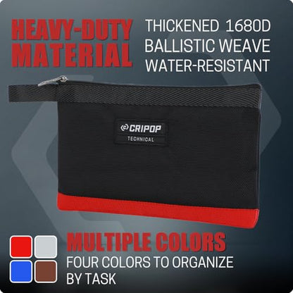 10 Pack Zipper Tool Bag, 1680D Small Tool Bags Set with 6 Stand-Up Pouches and 4 Utility Bags, Multipurpose Storage Organizer for Tool - style: 6 Stand-up Zipper Bags+4 Zipper Bags